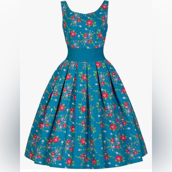Lindy Bop Dresses & Skirts - Lindy Bop Lana Teal Floral Party Dress NWT Rockabilly Size 6